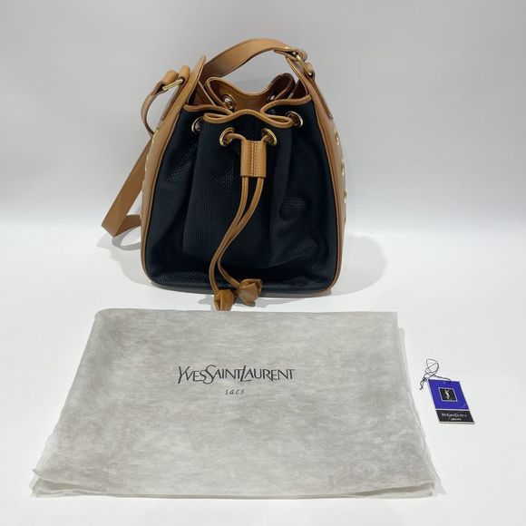 Prada Drawstring Vitello Dino Bucket 2Way Shoulder Bag Black - Picture 14 of 15